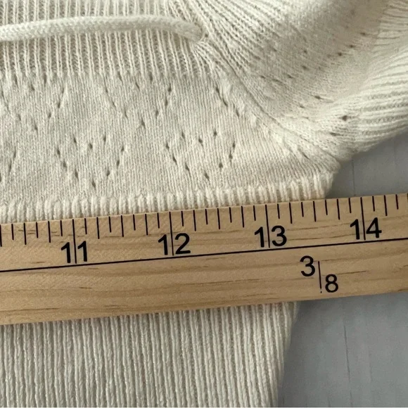 Danielle Guizio Ivory Cashmere Wool Pointelle Knit Tie Front Crop Sweater Small - Picture 12 of 13
